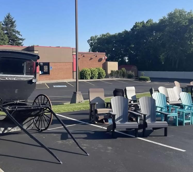 Amish made outdoor furniture.
